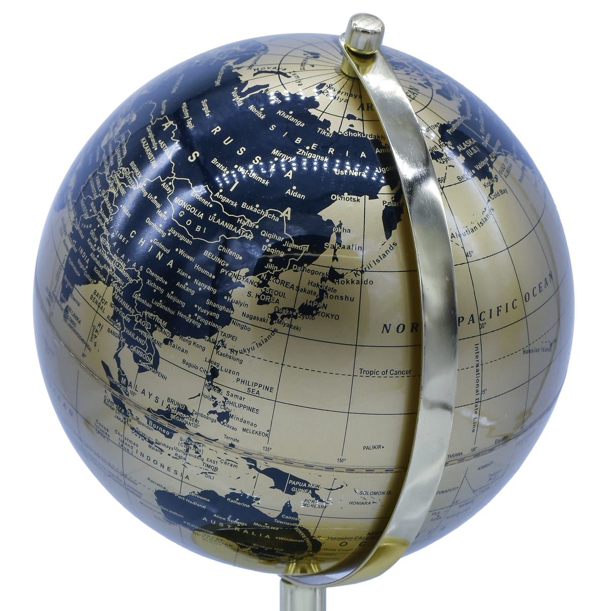 Luxury Gold & Navy Decorative World Globe – 8 Inch