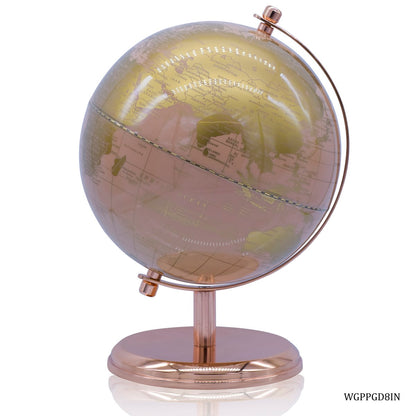 Luxury Gold & Rose-Tone Decorative World Globe – 8 Inch