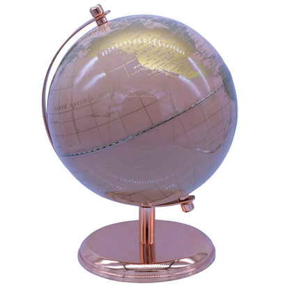 Luxury Gold & Rose-Tone Decorative World Globe – 8 Inch