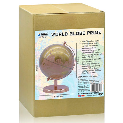 Luxury Gold & Rose-Tone Decorative World Globe – 8 Inch