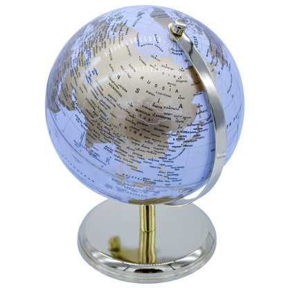 Luxury White & Gold Decorative World Globe – 8 Inch