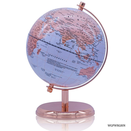 Luxury Rose Gold Decorative World Globe – 8 Inch