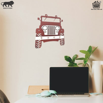 Jeep Design Wooden Key Holder – 4 Hook Wall Hanging Organizer