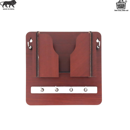 Multipurpose Wooden Key Holder with Letter & Mobile Organizer