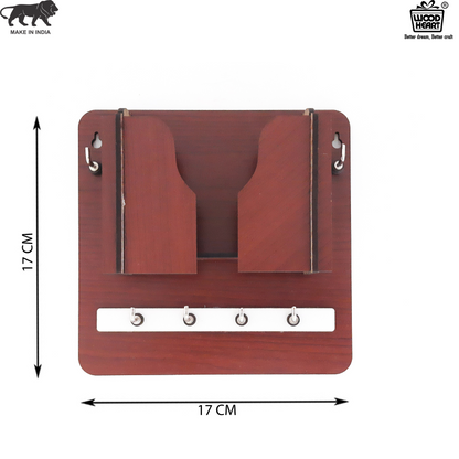 Multipurpose Wooden Key Holder with Letter & Mobile Organizer