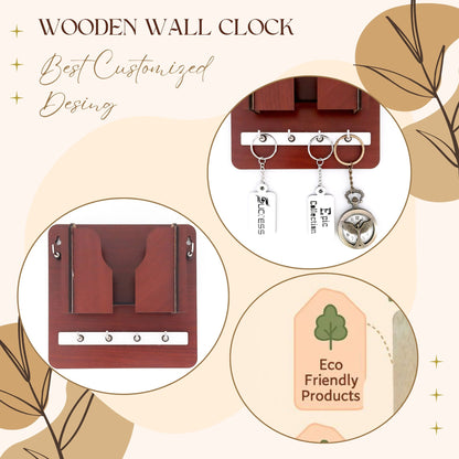 Multipurpose Wooden Key Holder with Letter & Mobile Organizer