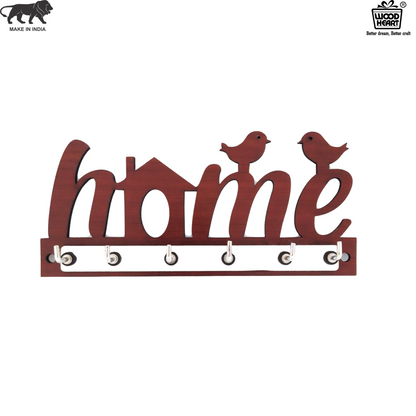 Wooden HOME Key Holder with Bird Design