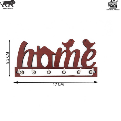 Wooden HOME Key Holder with Bird Design