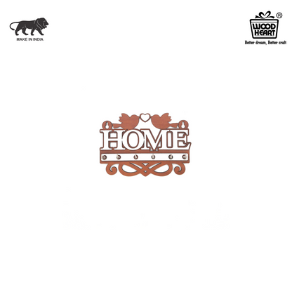 Decorative Wooden HOME Key Holder with Birds & Heart Design