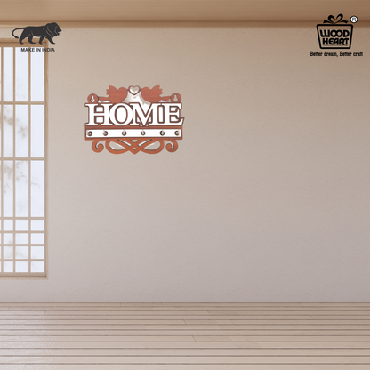 Decorative Wooden HOME Key Holder with Birds & Heart Design