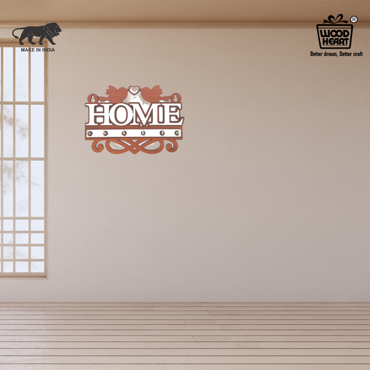 Decorative Wooden HOME Key Holder with Birds & Heart Design