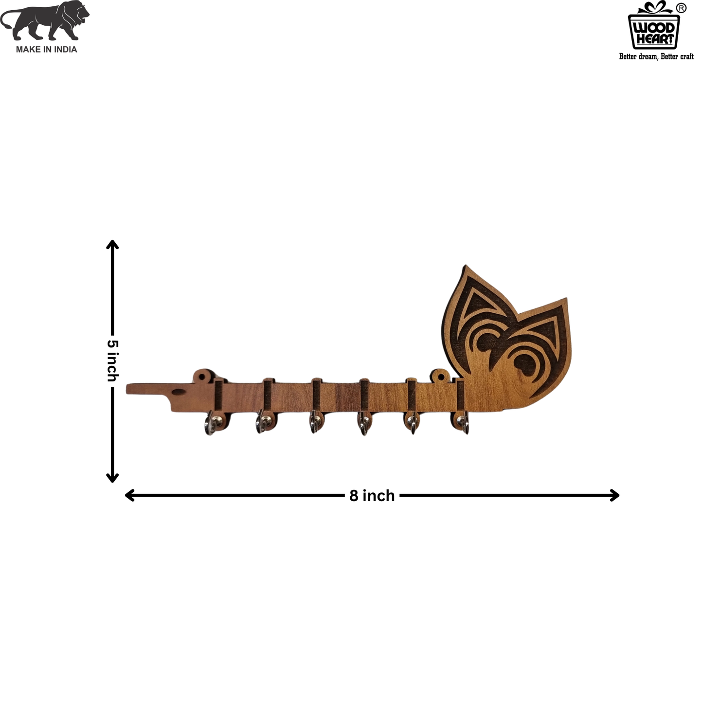 Wooden Owl-Themed Key Holder – 7 Hooks