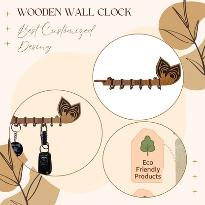 Wooden Owl-Themed Key Holder – 7 Hooks