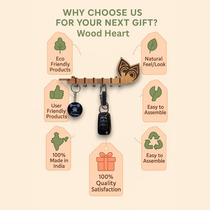 Wooden Owl-Themed Key Holder – 7 Hooks