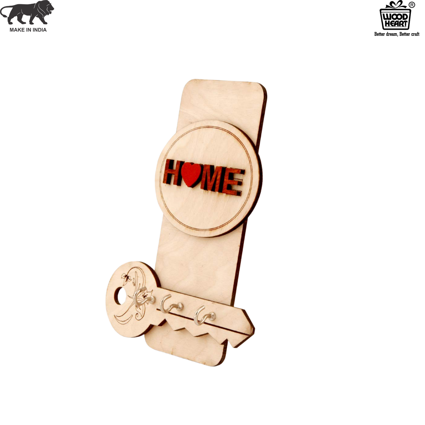HeartKey Home Wooden Key Holder