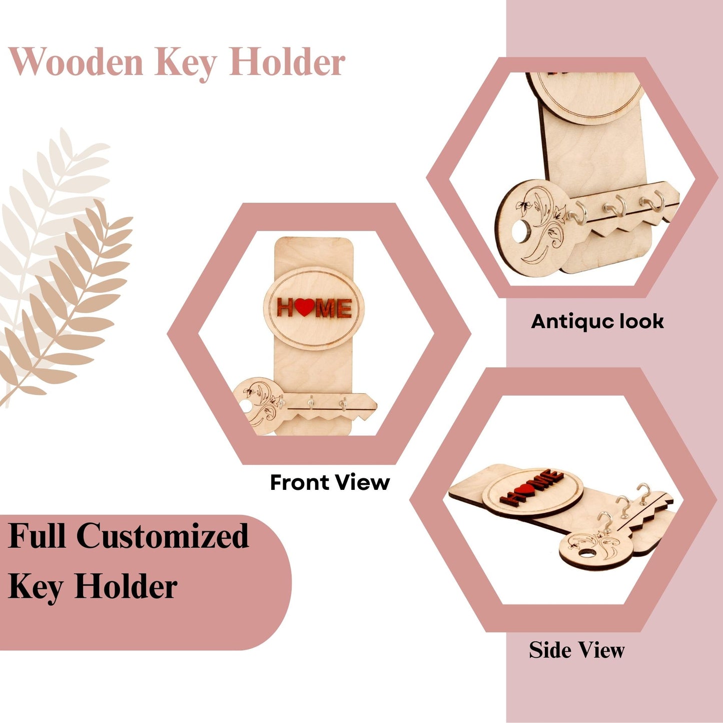 HeartKey Home Wooden Key Holder
