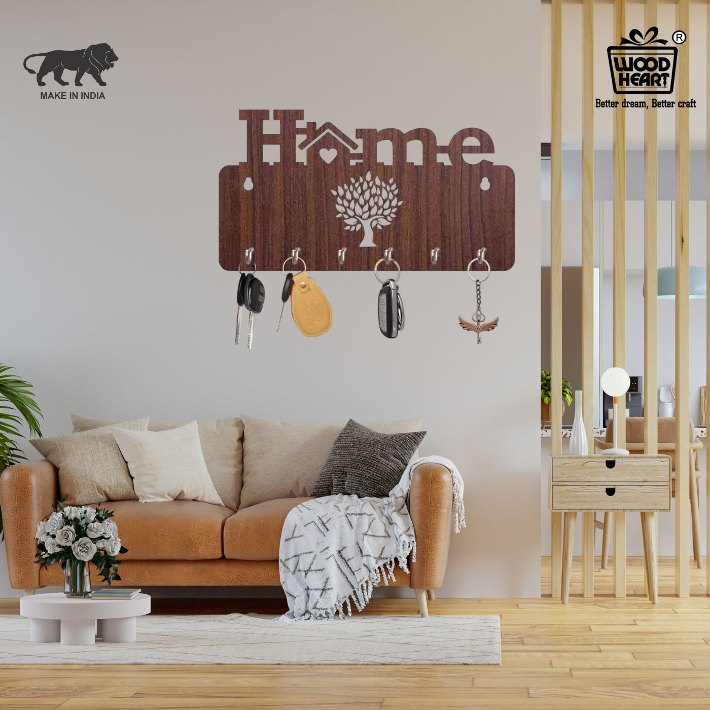 TreeHome Wooden Wall Key Holder