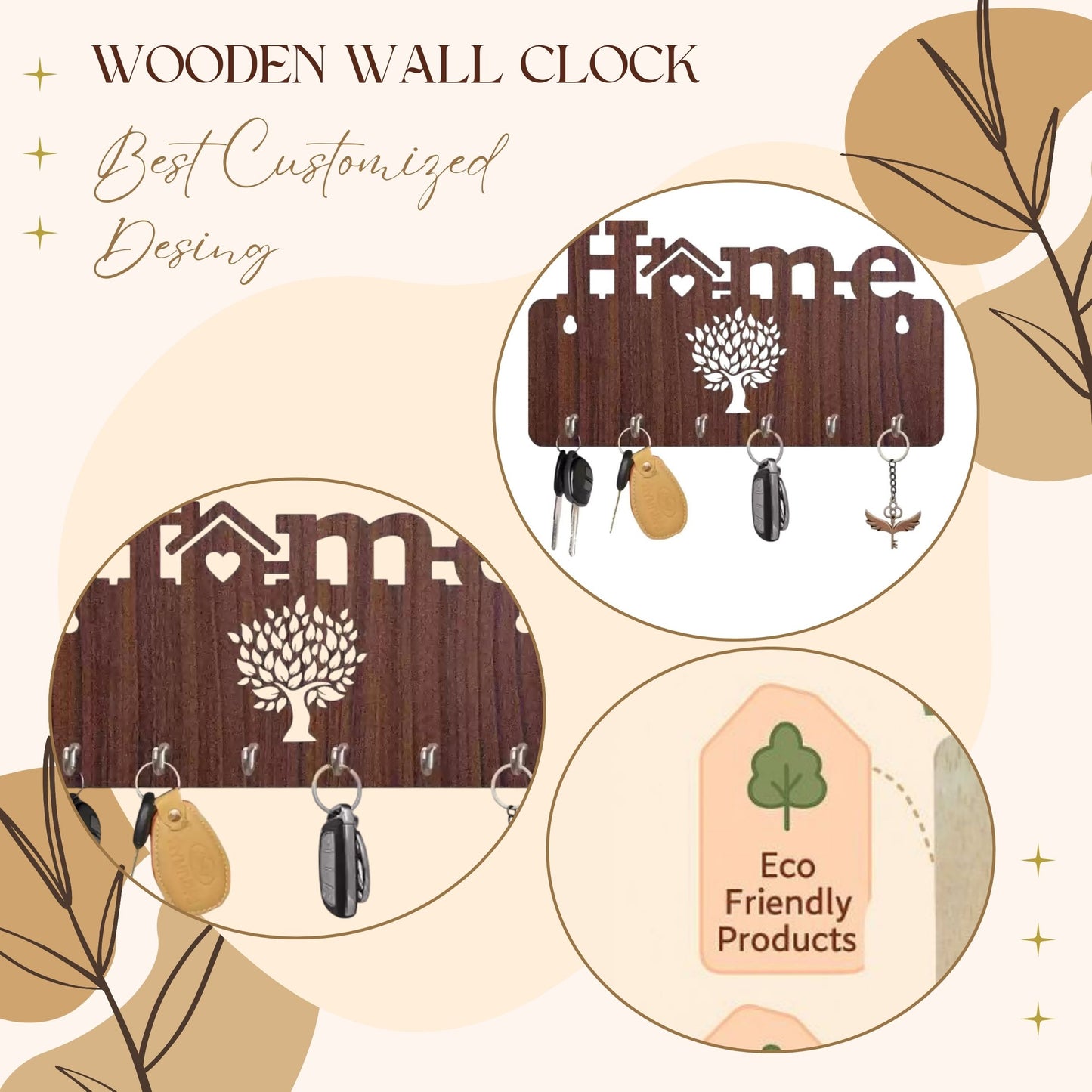 TreeHome Wooden Wall Key Holder