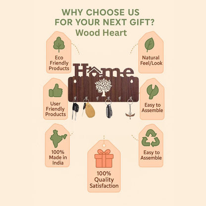 TreeHome Wooden Wall Key Holder