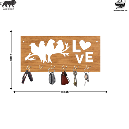 LoveBirds Wooden Wall Key Holder