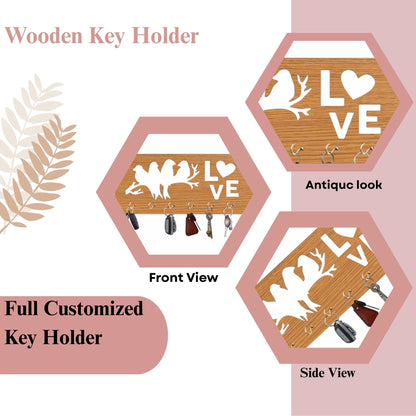 LoveBirds Wooden Wall Key Holder