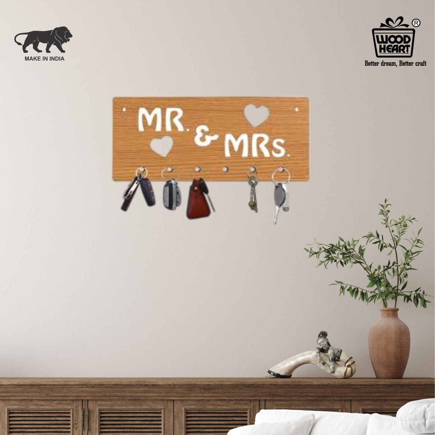 Mr. & Mrs. Wooden Key Holder
