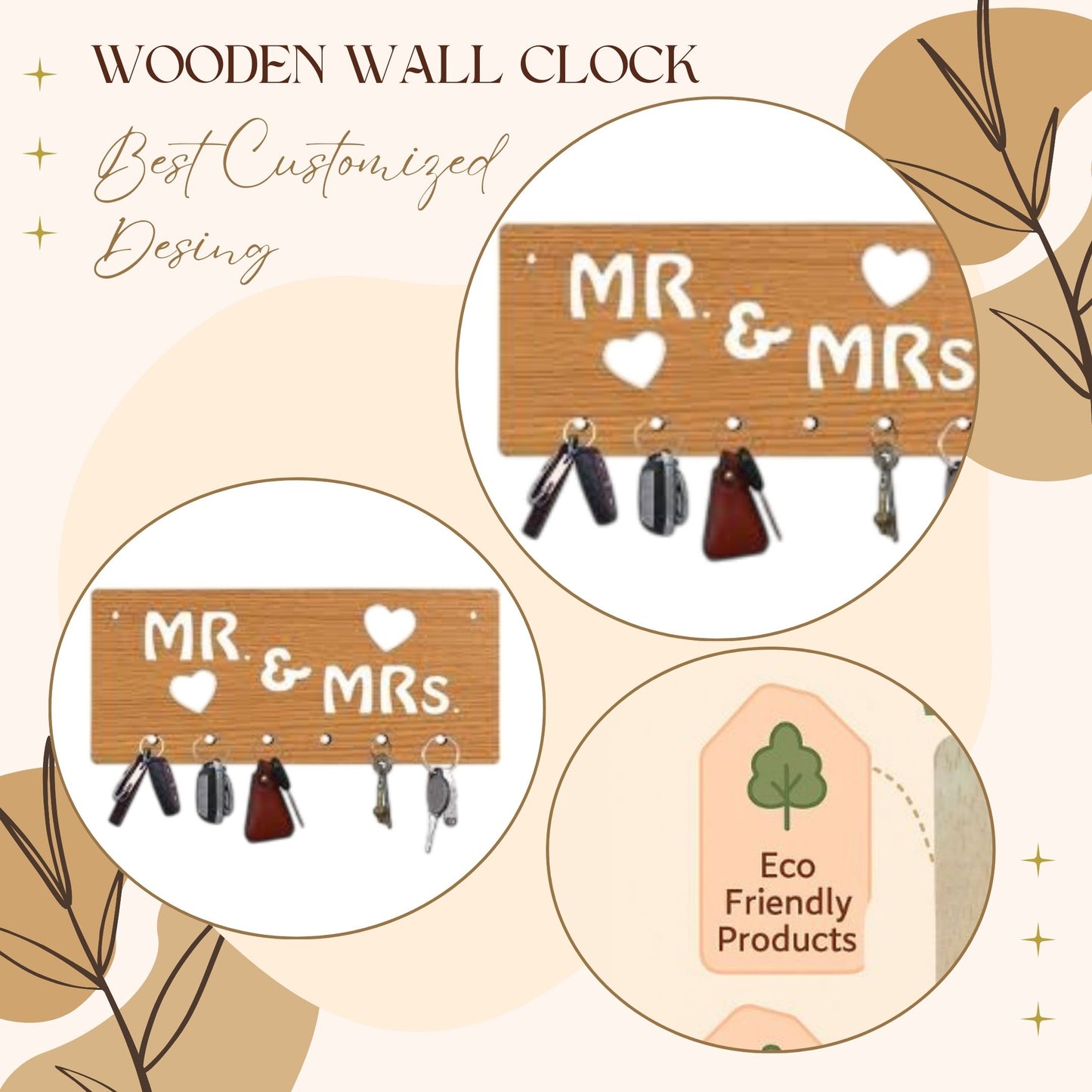 Mr. & Mrs. Wooden Key Holder