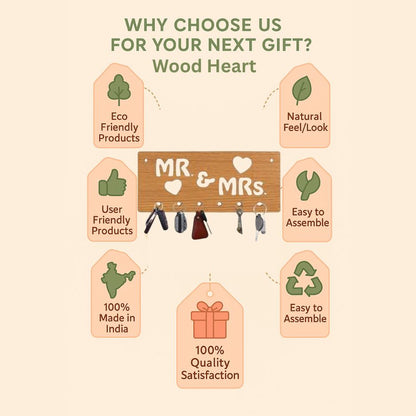 Mr. & Mrs. Wooden Key Holder