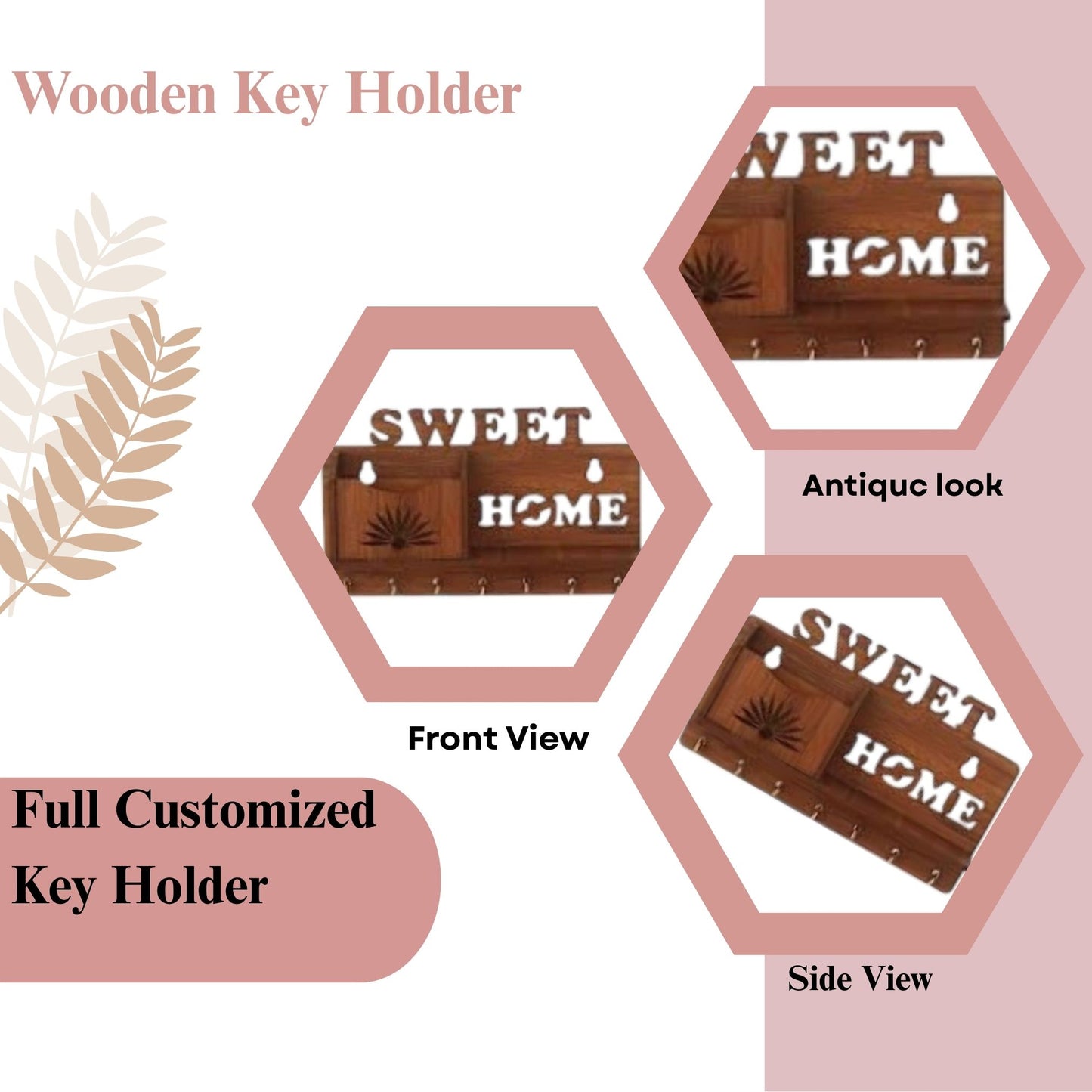 SweetHome Wooden Key Holder with Mail Organizer