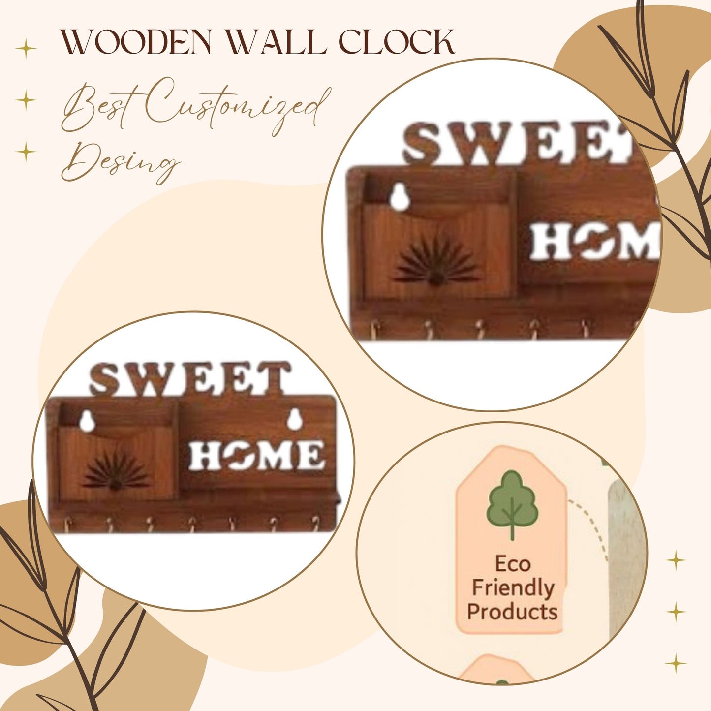SweetHome Wooden Key Holder with Mail Organizer