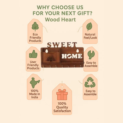 SweetHome Wooden Key Holder with Mail Organizer