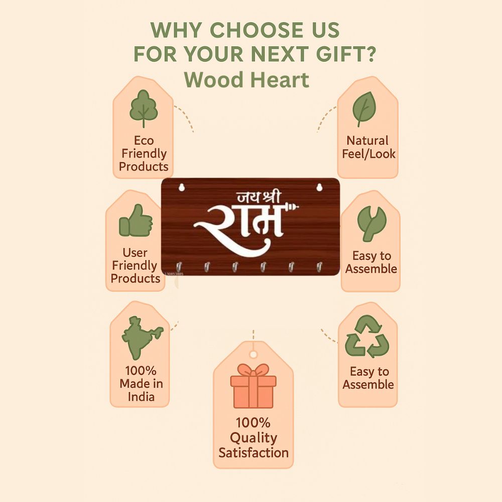 Jai Shri Ram Wooden Key Holder