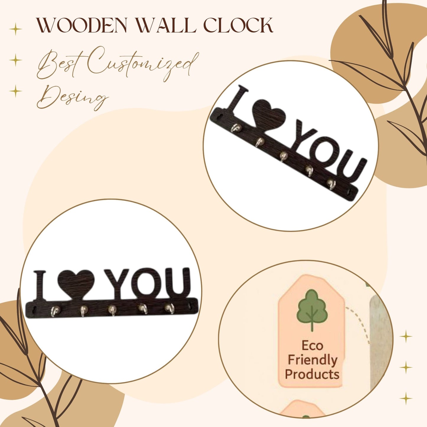 LoveLine "I 🖤 YOU" Wooden Key Holder