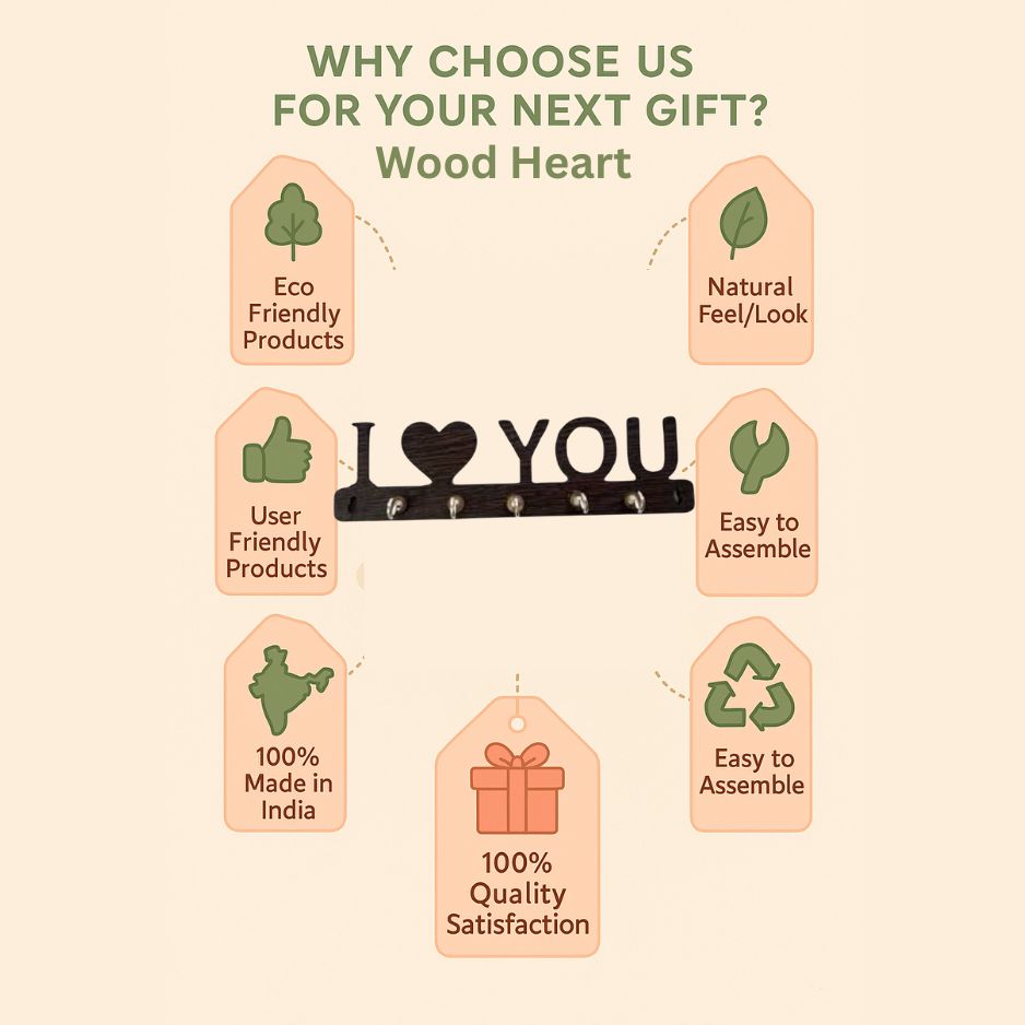 LoveLine "I 🖤 YOU" Wooden Key Holder