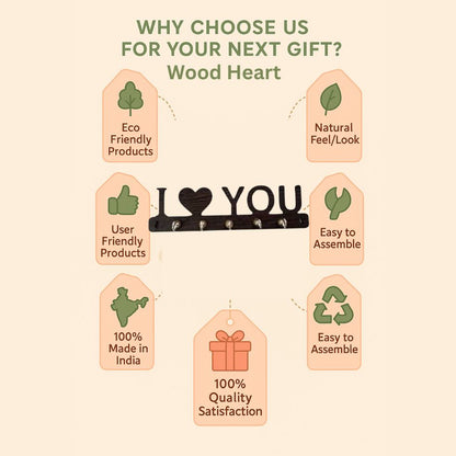 LoveLine "I 🖤 YOU" Wooden Key Holder