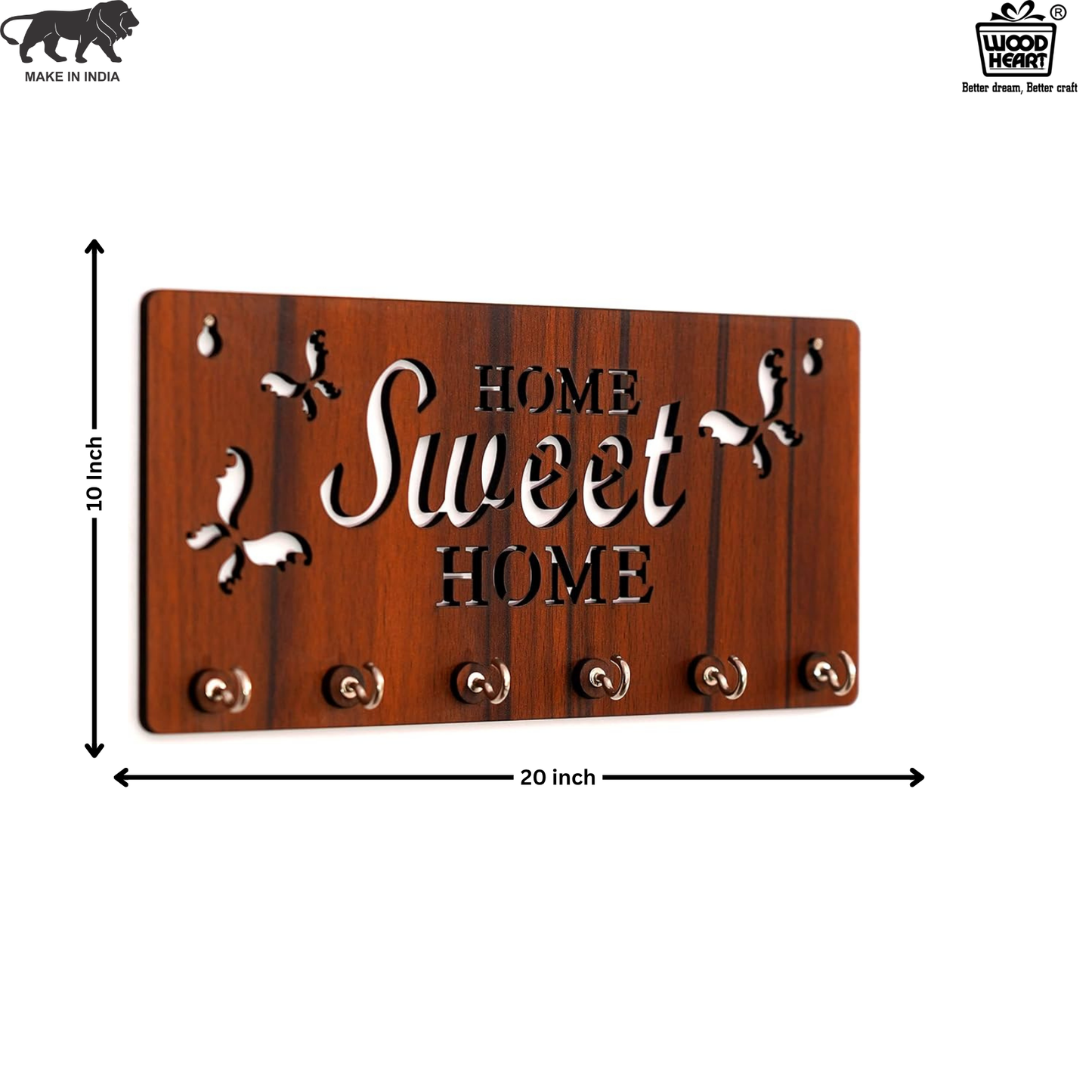 SweetNest "Home Sweet Home" Wooden Key Holder