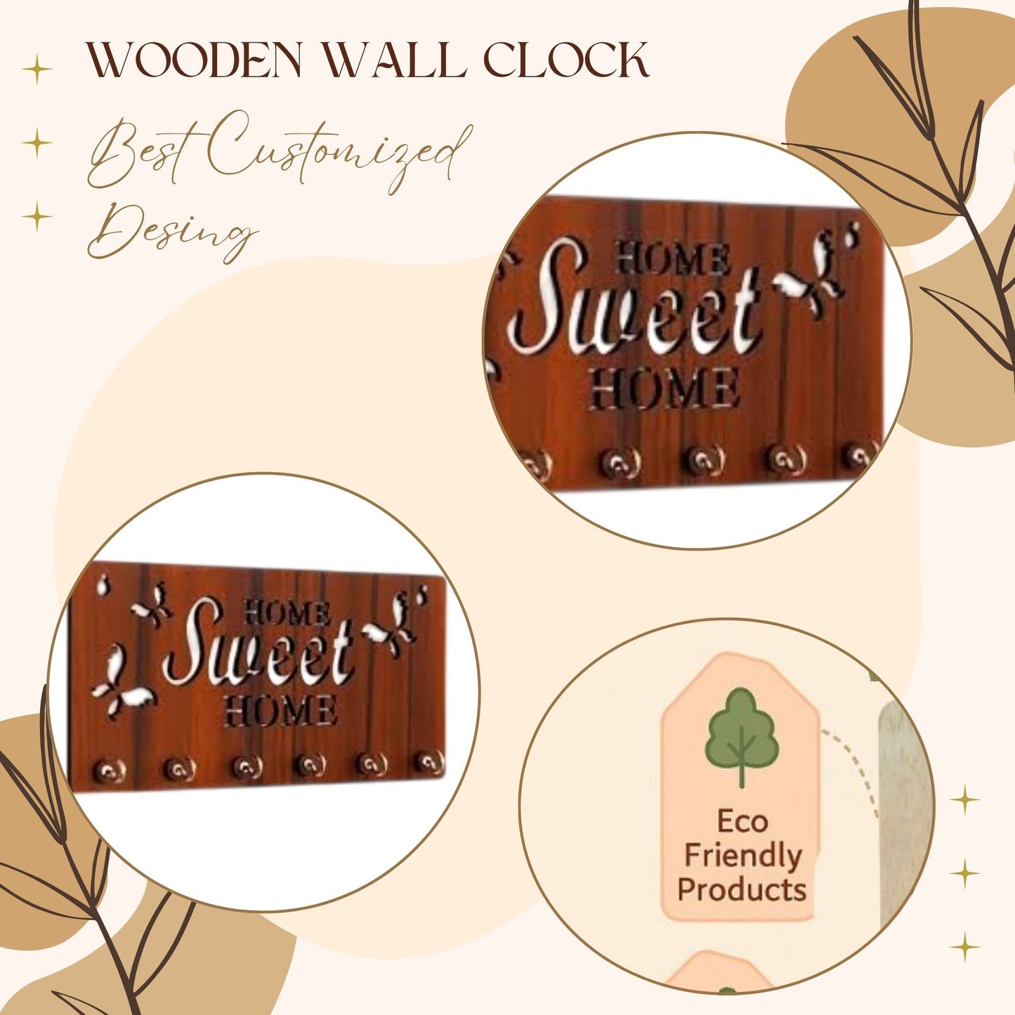 SweetNest "Home Sweet Home" Wooden Key Holder
