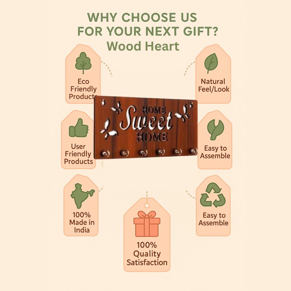 SweetNest "Home Sweet Home" Wooden Key Holder