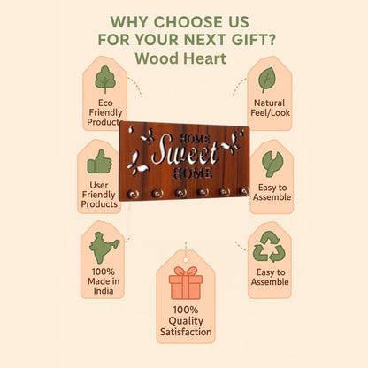 SweetNest "Home Sweet Home" Wooden Key Holder