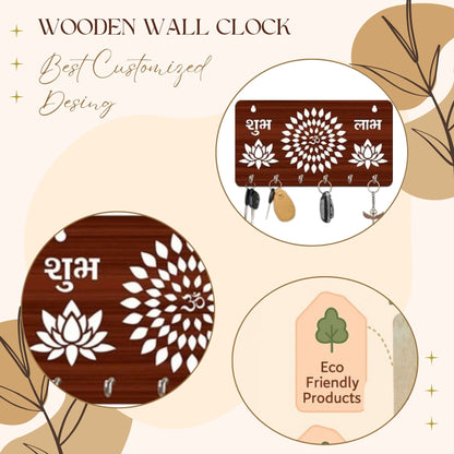 Shubh Labh Om Wooden Key Holder – Traditional Wall Décor