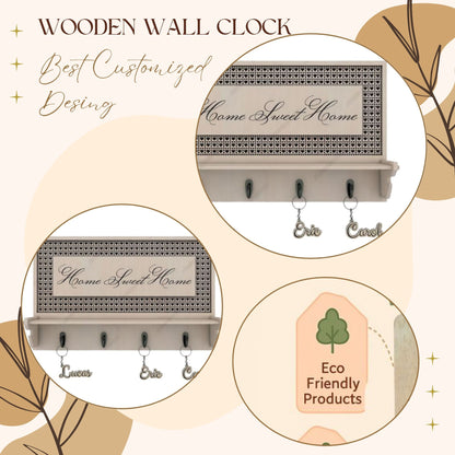 Home Sweet Home Designer Key Holder with Shelf – Beige Finish