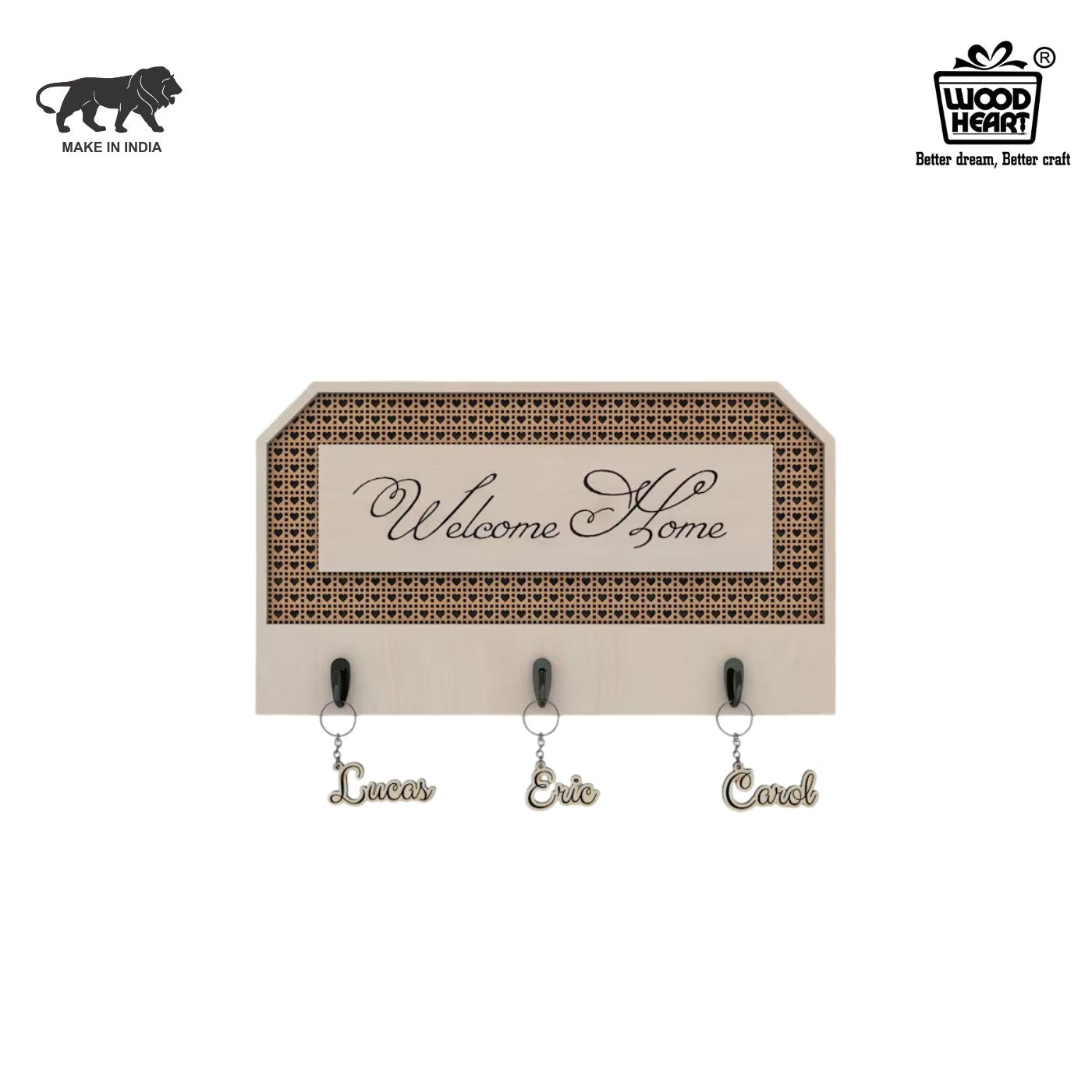 Welcome Home Decorative Wooden Key Holder