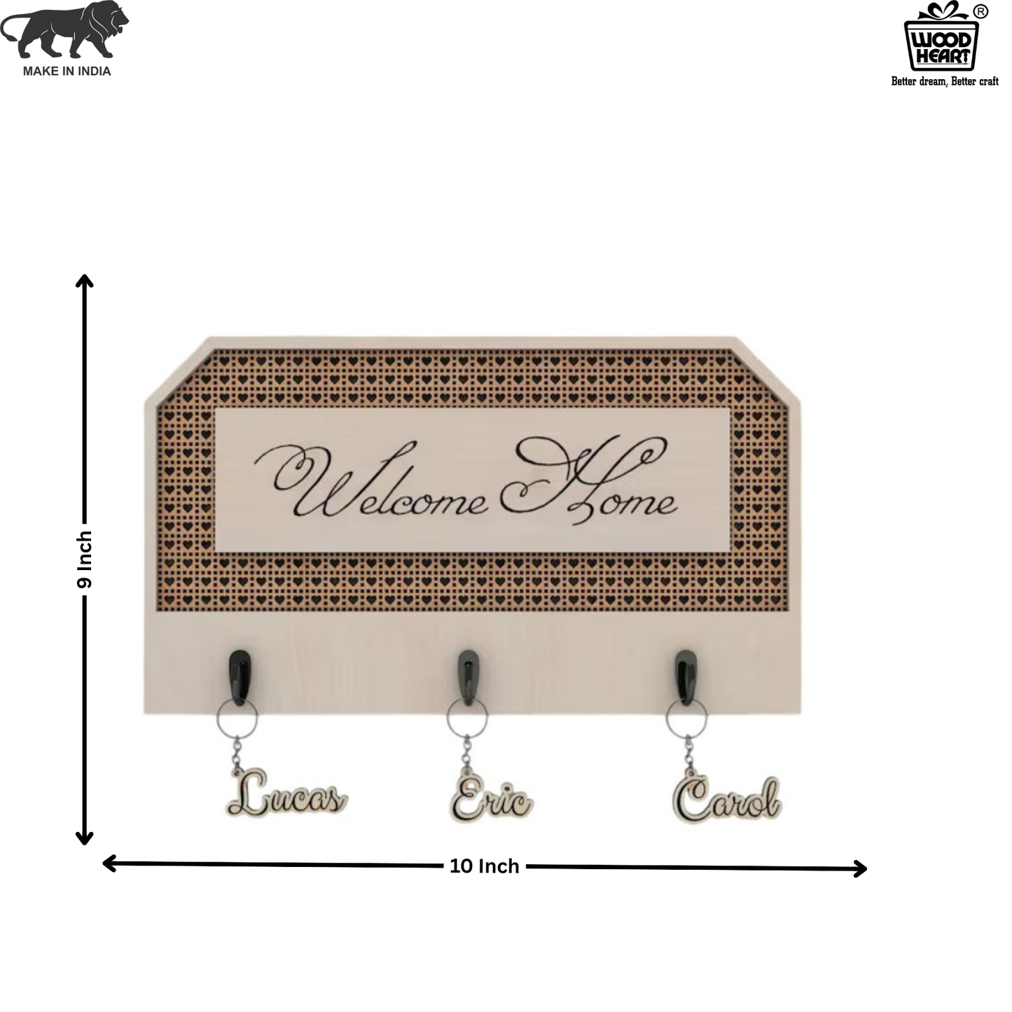 Welcome Home Decorative Wooden Key Holder