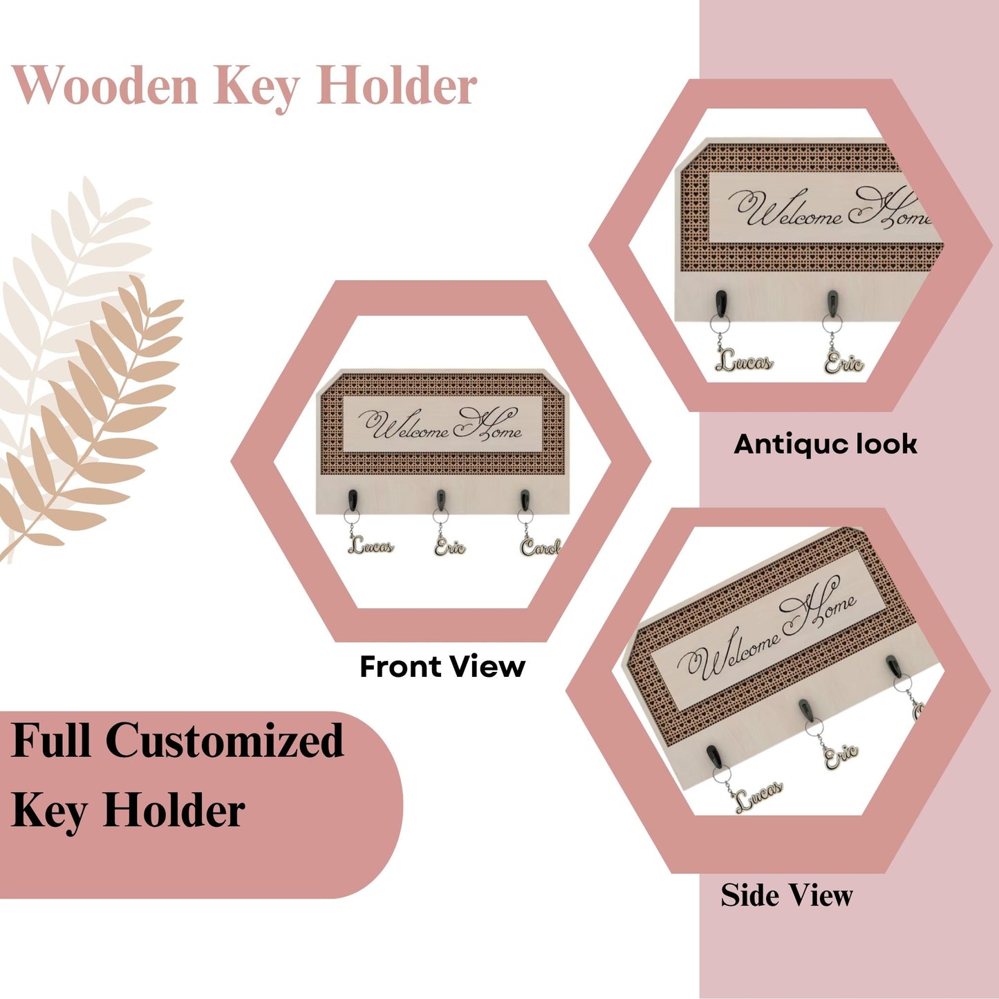 Welcome Home Decorative Wooden Key Holder