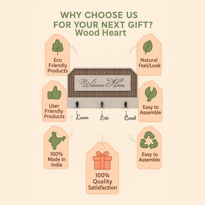 Welcome Home Decorative Wooden Key Holder