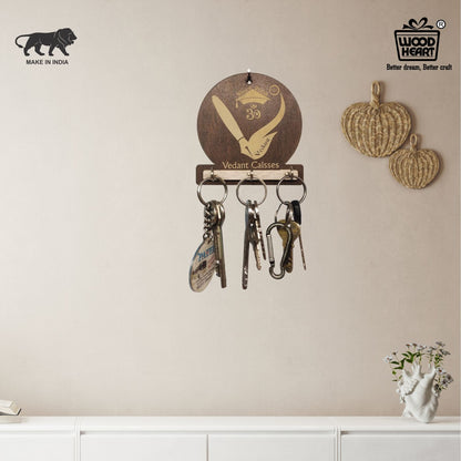 Vedant Classes Logo Wooden Key Holder – Custom Engraved Branding Piece