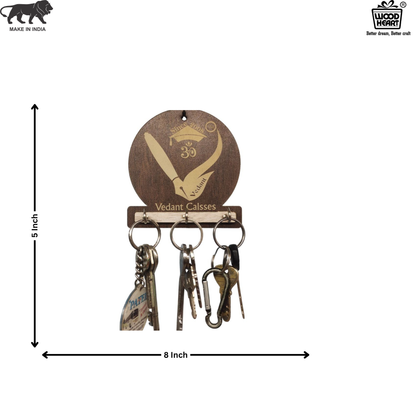 Vedant Classes Logo Wooden Key Holder – Custom Engraved Branding Piece