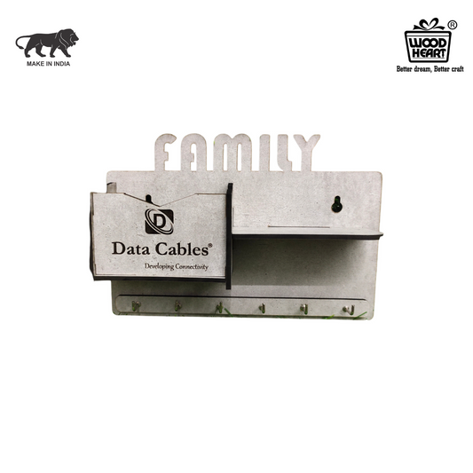 FAMILY Wall Mounted Key Holder & Mail Organizer – With Branding Pocket