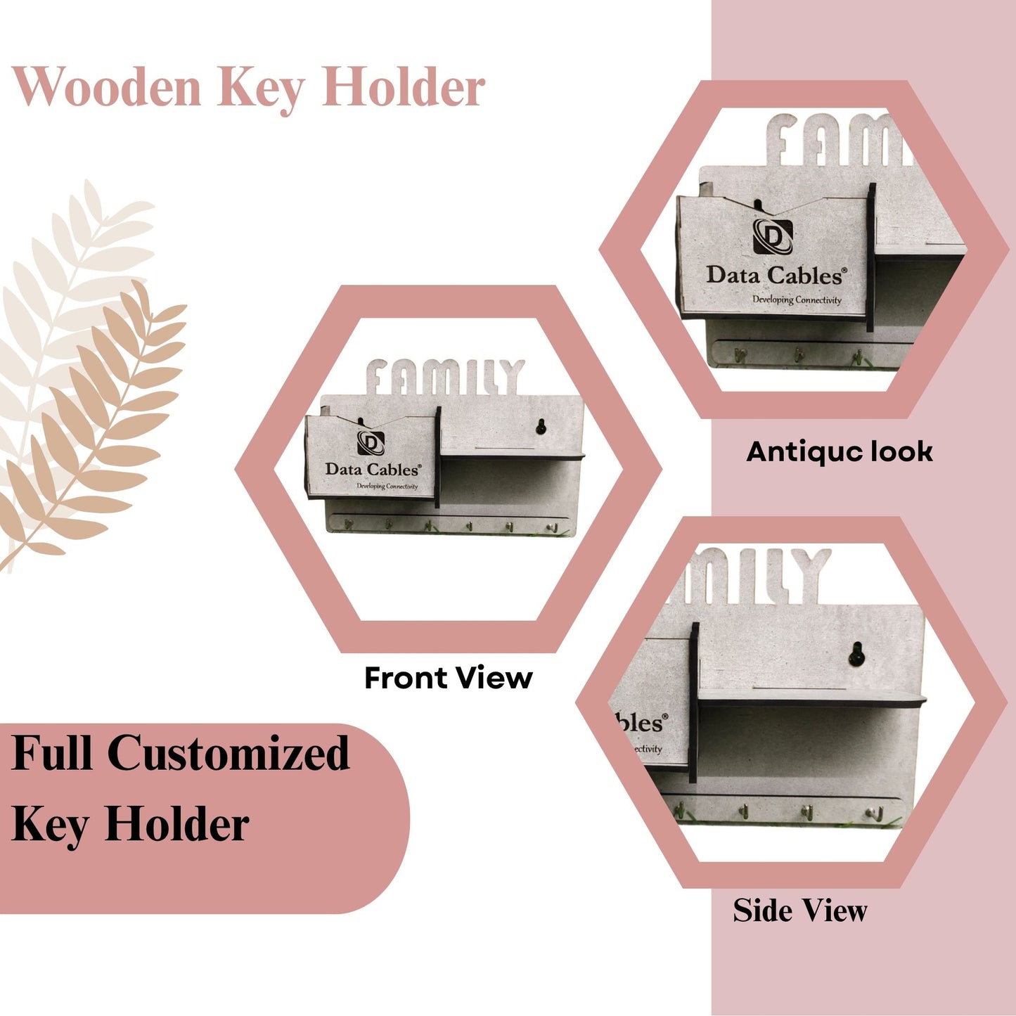 FAMILY Wall Mounted Key Holder & Mail Organizer – With Branding Pocket