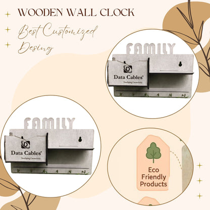 FAMILY Wall Mounted Key Holder & Mail Organizer – With Branding Pocket
